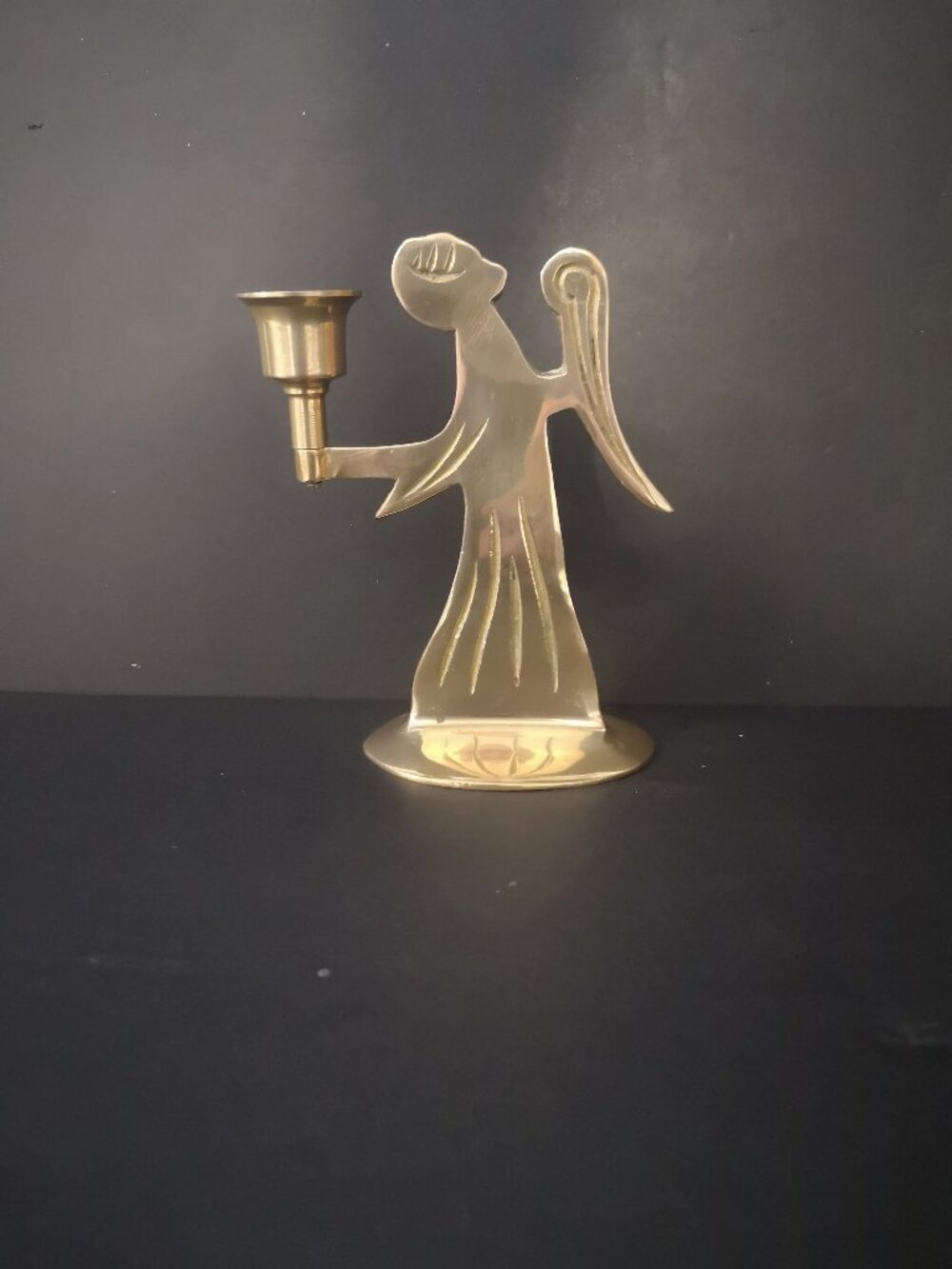 Akincilar Imports Solid Brass Vintage Angel Candle Holder 5.5" High From 1960's